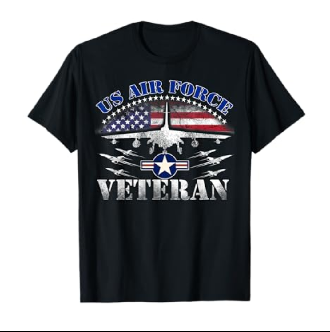 Vintage US Air Force Veteran US Flag Tee USAF Veteran T-Shirt, Size S