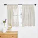 Solino Home 100% Pure Linen Sheer Curtain 18 Inches - European Flax Light Natural Curtain 52 x 18 Inch - Light Filtering Rod Pocket Window Treatment Panel for Kitchen, Cafe, Bedroom, Living Room 