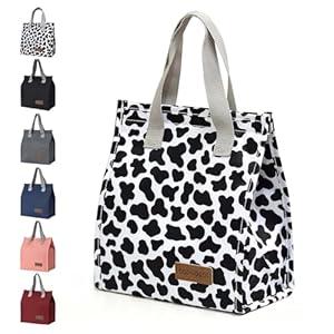 GODWOODS Insulated Lunch Bag for Women Men Large Lunch Box Container Reusable Leakproof Tote for Office, Work, Beach or Travel (CowPrint)