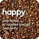 happy coffee light roast coffee pods, 60 count, notes of toasted biscotti and levity, compatible with most K-cup brewers, rainforest alliance certified