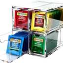 Youngever 4 Pack Plastic Tea Packet Organizers, Stackable Tea Bag Drawers, Clear Tea Bag Drawer Organizers (6" x 9" x 3.5")