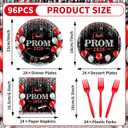 ZOIIWA 96Pcs Prom Night 2026 Grad Party Tableware Supplies Graduation Plates Napkins Class of 2026 Party Decorations Congratulations Graduate Plate Forks Napkins for High School College Red and Black