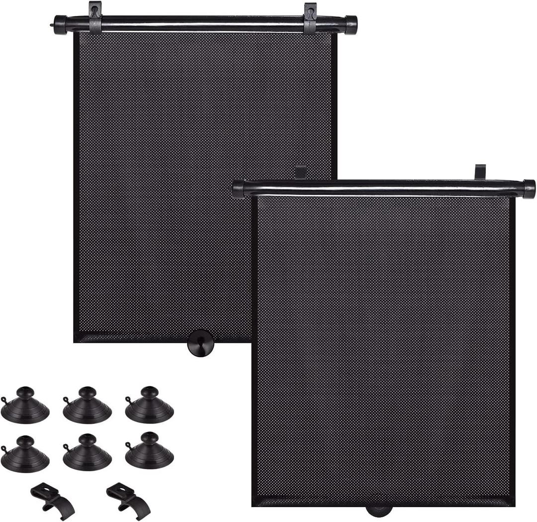 Car Sun Shade Side Window, Retractable Car Roller Shades for Side Window Blocks Harmful Sun Glare and Heat(Large-18''x20'')