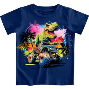 Funnycokid Toddler Boys Shirts Graphic T-Shirt Kids Short Sleeve Tees 2-6 Years (Blue)