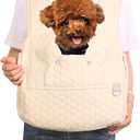 Dog Backpack Carrier for Small Dogs, Cat Carrier Sling, Front Facing Pets Chest, Adjustable Straps & Safety Lock, Hands-Free Dog Carrier, Gifts for Hiking, Biking & Daily, Fit 5-15 Lbs (Beige)