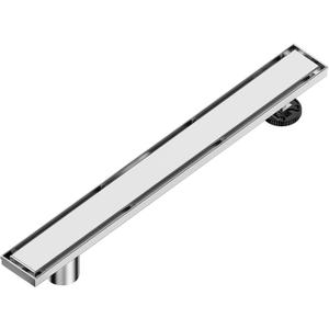 Neodrain 48-Inch Offset Linear Shower Drain with Tile Insert Grate Cover, Brushed 304 Stainless Steel Rectangle Side Outlet Shower Floor Drain, Adjustable Leveling Foot, Hair Strainer/Catcher