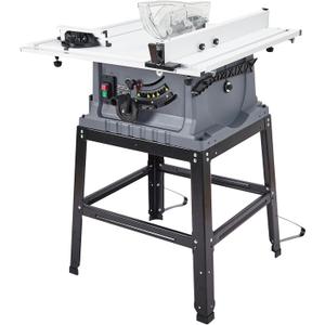 Table Saw 10 Inch, Portable Benchtop Table Saw, Stand & Push Stick, 5000RPM, Adjustable Blade Height, with Port for Connecting Dust Collector, 90Cross Cut & 0-45Bevel Cut