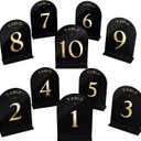 Acrylic Wedding Table Number With Stand Gold Foil Printed Black 5x7 Inch Arch Tabletop signage for Reception Party Anniversary