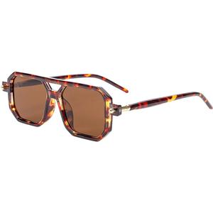 JOVAKIT Retro Aviator Sunglasses for Women Men Fashion Rectangle Sun Glasses Luxury Round Temples Designer UV400 Protection (Tortoise/Brown)