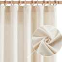 jinchan Linen Smei Sheer Curtains 90 Inch Length 2 Panels Set Light Filtering Window Curtains for Living Room Bedroom Farmhouse Drapes for Home Decor Drapes, Back Tab, Linen Natural, 50W x 90L