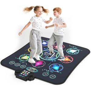 Upgraded Dance Mat Toys for Kids 3-12 Years, Electronic Dance Pad with Light-Up 9-LED Buttons, 3 Game Modes, Adjustable 7-Level Volume, Toys for Girls and Boys (Black)