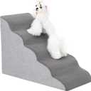 Uross Dog Stairs for Small Dogs - 5 Tier Steps & Ramps, High Density Foam Pet Steps, Gray