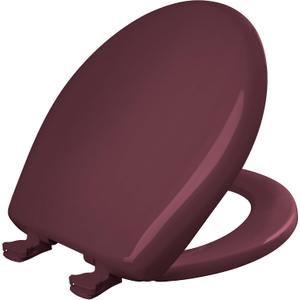 Bemis Classic Colors Slow Close Toilet Seat, Easy Clean Hinges and Durable Plastic Seat, Made in USA, Round, Loganberry