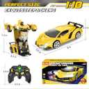 Britik Transform Remote Control Car Toy for Kids 4 5 6 7 8, Remote Control Car for Boys 4-7, Transform Cars for Boys 4-6, Toy Car 5 Year Old Boy, Toys for 3 4 5 6 7 8 9 10 11 12 Years Old Boy (Yellow)