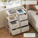 Furnulem 5 Drawer White Dressers for Bedroom 2 Tier Shelf Storage Small Fabric Dresser for Closet Sturdy Metal Frame Modern Style Storage Cabinets Organization Units for Hallway Rooms
