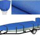 Heavy Duty Ture 900D Polyester Jon Boat Cover 12ft - 14 ft with Motor Cover, 100% Waterproof Anti-UV Trailerable Jon Boat Covers 12-14 Foot with 9+4 Pcs Windproof Straps (12'-14' Long, Beam Width to 70", blue)