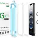 amFilm Auto-Alignment OneTouch for iPhone 16e [6.1''] Screen Protector + Camera Lens Protector, Tempered Glass, 30 Seconds Installation, Bubble Free, Case Friendly, Anti-Scratch [2+2 Pack]