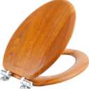 Angel Shield Wood Toilet Seat Elongated with Soft Close,Easy Clean,Quick-Release Hinges(Elongated,Wood)
