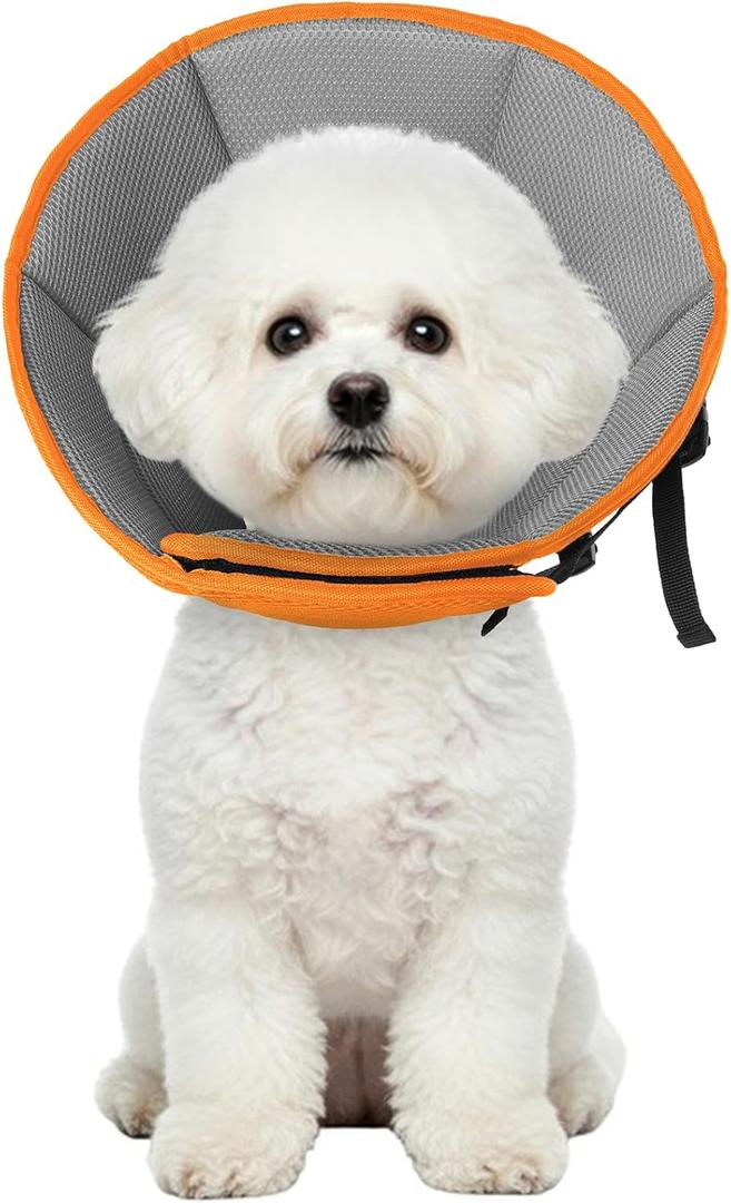 Dog Cone Collar After Surgery, Adjustable Soft Recovery Cone for Small Dogs to Stop Licking, Light-Weight Comfortable Elizabethan Collar for Dogs Anti-Bite Lick Protective Wound (S(Neck Girth:9.45"-11.81"), Orange)