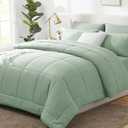 CozyLux Full Size Comforter Sets Sage Green, 7 Pieces Bed in a Bag, Green Comforter Full Size, All Season Bedding Sets with Stitch Quilted Comforter, Flat Sheet, Fitted Sheet, Pillowcases