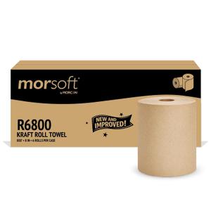 Morsoft R6800 Hardwound Roll Towels, Brown | 100% Recycled Fibers, 6 Rolls X 800 ft