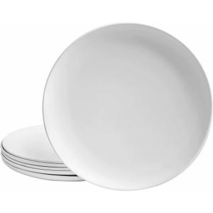 TP 10" Plate Set, 6-Piece Melamine Round Dinner Plates, Unbreakable Weighty Serving Dishes for Home, Outdoor Party, Restaurants, White