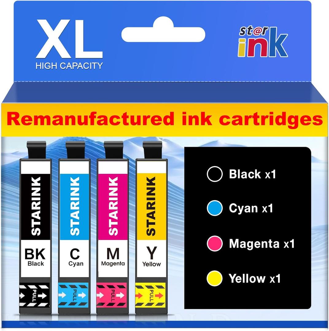 Starink Remanufactured Replacement for 232XL Ink Cartridges Combo Pack Latest Upgrade Replacement for 232 Ink Cartridges for XP-4200 WF-2930 WF-2950 XP-4205 Printer (Black/Cyan/Magenta/Yellow, 4 Pack