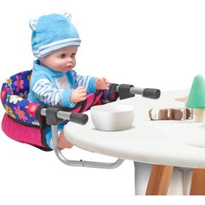 fash n kolor Baby Doll High Chair, Fits up to 20 inch Baby Dolls Flower Print Toddler Furniture Toy High Chair for Dolls (Doll Not Included) (Purple)