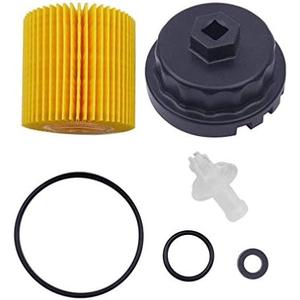 Genuine Oil Filter with Wrench for Toyota, Lexus, RAV4, Camry, Tundra, Highlander, Sienna and More,Oil Drain Plug Gasket Washers, Oil Filter Housing Cap Removal Tool Set for Oil Change and Oil Drain