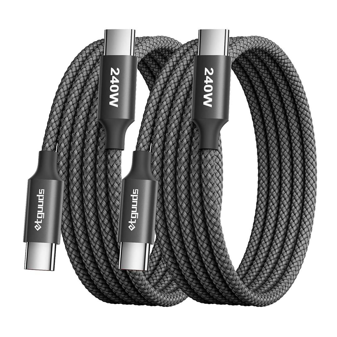 etguuds 240W USB-C to USB-C Cable 6ft, 2-Pack, Super Fast Charging Type C Charger Cord for iPhone 17 16 15 Series, Samsung Galaxy S25 S24, for MacBook, iPad, Steam Deck Switch USBC Laptop