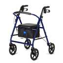 Medline Lightweight Aluminum Rollator Walker for Adult Mobility Impairment, Blue, 300 lb. Weight Capacity, 8" Wheels, Foldable, Adjustable Handles, Walker for Seniors
