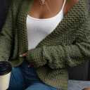 Dokotoo Women's 2026 Fashion Casual Open Front Long Sleeve Chunky Knit Cardigans Sweaters Outerwear Coats (Green, M)