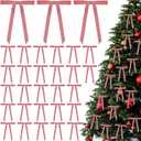 30 Pcs Christmas Velvet Wreath Bow, 5 x 7 Inch Vintage Velvet Ribbon Bows Rustic Crafts Gift Bows for Indoor Outdoor Wreaths Garland Holiday Xmas Tree Wrapping Crafts (Pink, Width of 5/8")