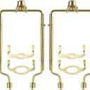 GO&SO Set of 2 Gold Adjustable Lamp Shade Holder, 7 8 9 10 inch Lamp Harp Kit,Fit both Standard Lamp Rod and E26 Light Base UNO Fitter Adapter,DIY Lamp Shade Holder Replacement,for Table & Floor Lamps