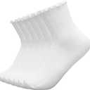 SSF&TUYS Ruffle Socks for Women – Soft Cotton Frilly Crew Socks, Breathable & Comfy, 6 Pairs (White)