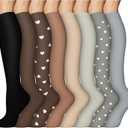 8 Pairs Compression Socks for Women & Men, Support Compression Stockings for Medical Running Athletic, S/M 
