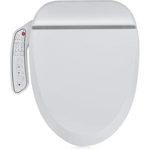 ZMJH ZMA102 Bidet Toilet Seat, Elongated Smart Unlimited Warm Water, Vortex Wash, Electronic Heated, Warm Air Dryer, Rear and Front Wash, LED Light, Need Electricity, White, (Elongated)