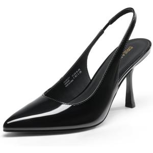 DREAM PAIRS Women's Heels Slingback Stiletto Pumps Shoes Pointed Closed Toe Kitten Heels Dress Bridal Elegant Wedding Sexy Party (8, Black-pat)