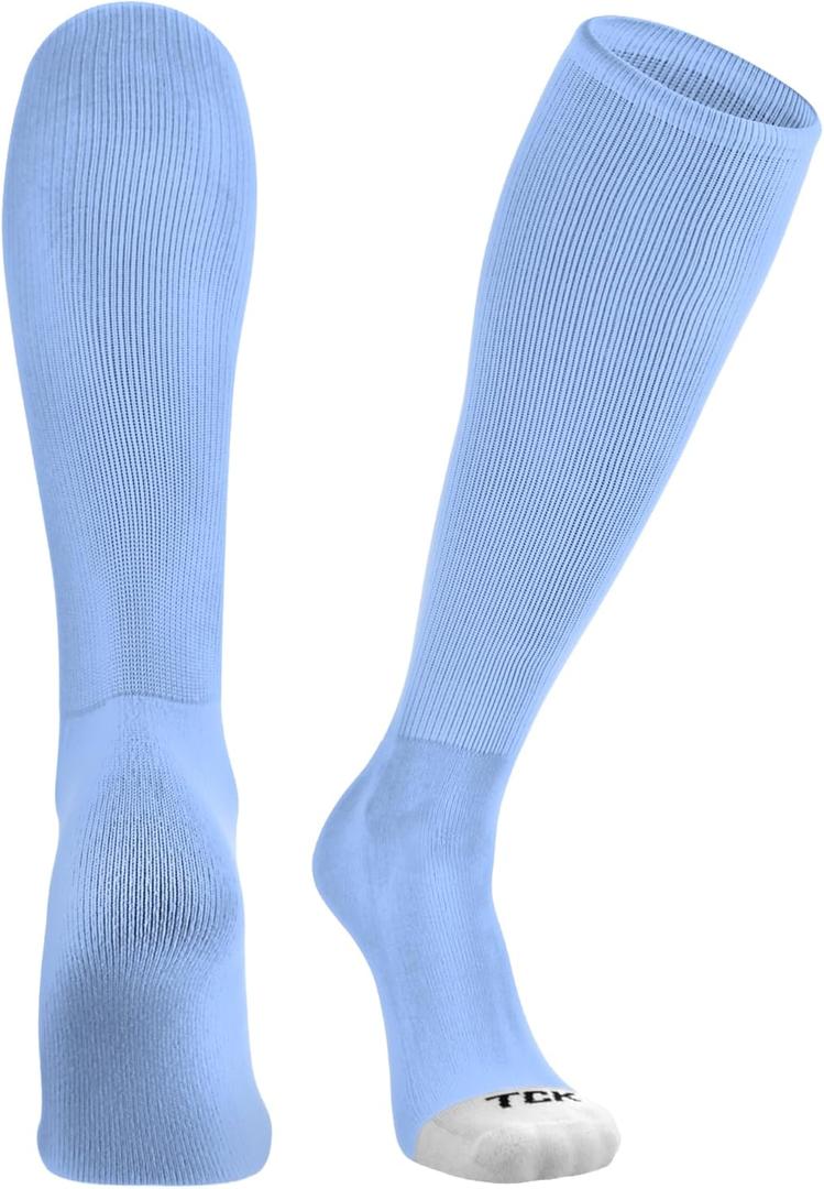 TCK Prosport Tube Socks Baseball Socks Softball Football Socks Durable and Moisture Wicking Over the Calf (Large, Columbia Blue)