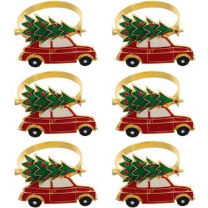 DOITOOL 6Pcs Christmas Napkin Rings,Christmas Napkin Holder Metal Napkin Rings for Dinners,Table Decoration, Tree Napkin Ring Xmas Party Supplies
