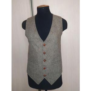 Mens Suit Vest Waistcoat Tweed Retro V Neck Wool Herringbone for Prom S