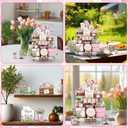 Bucherry 21 Pcs Spring Flower Tiered Tray Decor Set Farmhouse Tulip Floral Wooden Sign Rustic Spring Table Centerpieces Tulips Tiered Tray Decorations for Home Shelf Tabletop Kitchen