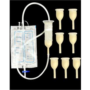 Latex Condom Catheter for Men, 7pcs Self-Sealing External Catheters with 1000ml Leg Bag & 2000ml Urine Bag, Leak-Proof Urinary Drainage System for Male Incontinence 35mm