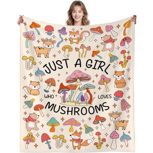 Mushroom Blanket Gifts for Women Adults Girls,Mushrooms Stuff Mushroom Throw Blanket,Funny Gifts for Mushrooms Lovers Teens Friend 50"x40"