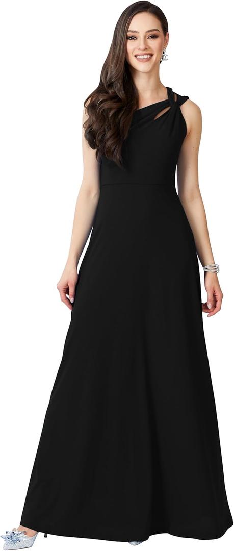 KOH KOH Womens 2026 Long Bridesmaid Cocktail Evening Sleeveless Maxi Dress Gown (Large, Black)
