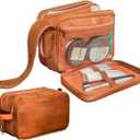 Dot&Dot Leather Toiletry Bag for Men Women - Spacious Womens Mens Toiletry Travel Bag, Large Travel Toiletries Bags (Rugged Brown, Large)