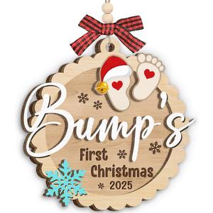 Baby First Christmas Ornaments 2025, New Parents Gifts for Couples, Husband Wife, Double Layers Wooden Ornaments for Christmas Decorations, Unique Gifts for Expecting Moms, Dads
