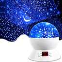 Kids Star Projector Night Light, Star Night Light Projector for Kids, Ceiling Stars Projection Lamp with Timer, 360° Rotating Night Light for Bedroom, Birthday Gift for 3 4 5 Year Old Girls Boys, White