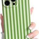Lovmooful Compatible for iPhone 14 Pro Max Case Cute Color Striped with Aesthetics Design for Girls Women Soft TPU Shockproof More Protective Girly for iPhone 14 Pro Max Case-Dark Green