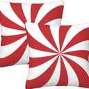 Christmas Candy Lollipop Throw Pillow Covers 18 X 18 Inch Set of 2 Pillow Cases Decoration Cushion Cover for Sofa Bedroom Living Room Outdoor (Pumpkin)